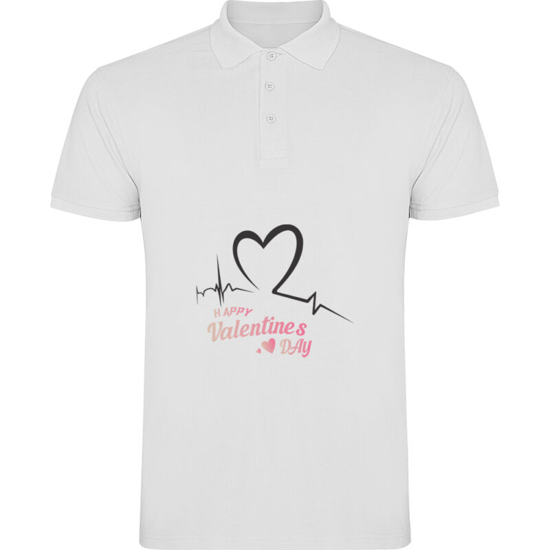 Tricou polo Happy Valentines Day (Model 2), Alb
