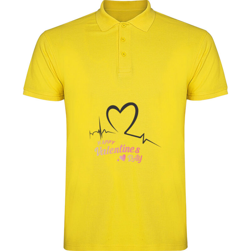 Tricou polo Happy Valentines Day (Model 2), Galben