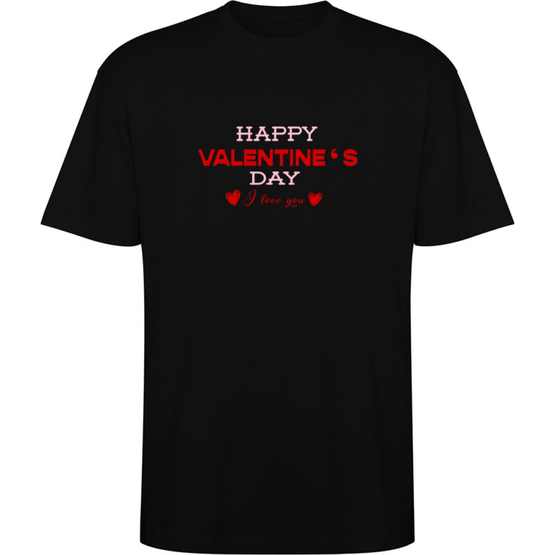 Tricou oversize Happy Valentines Day (Model 3), Negru