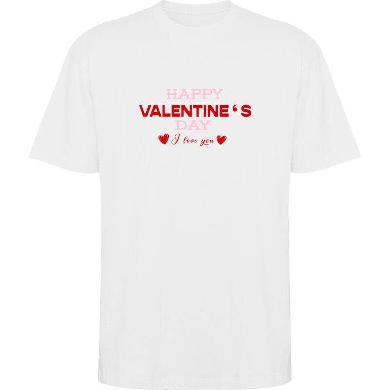 Tricou oversize Happy Valentines Day (Model 3), Alb