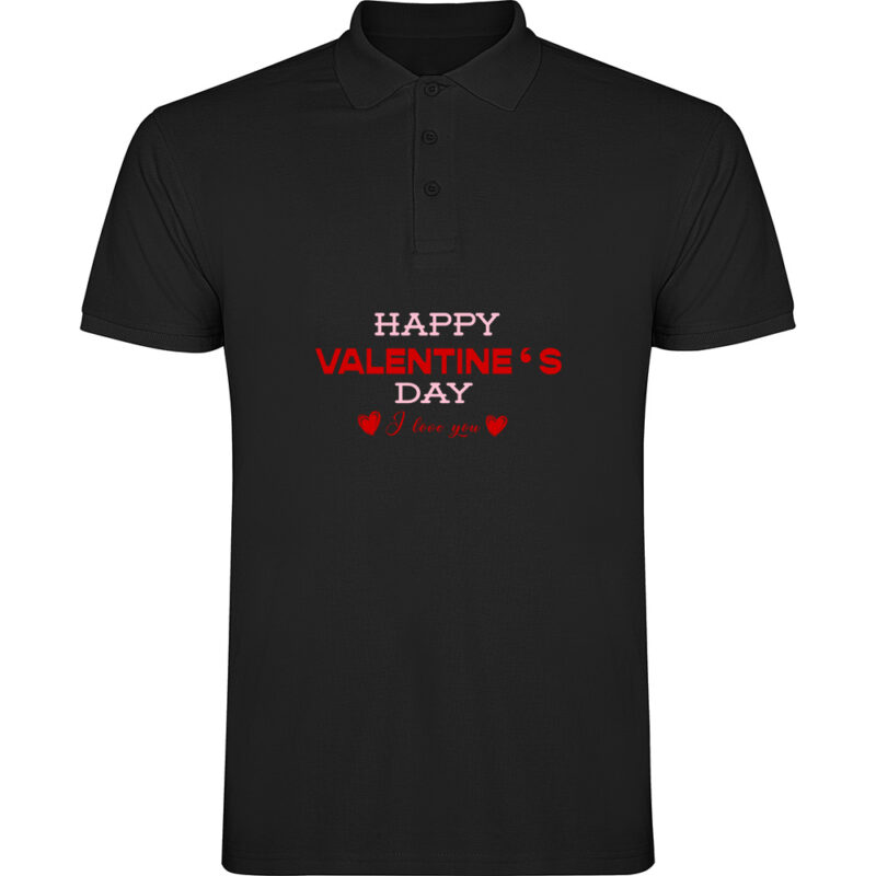 Tricou polo Happy Valentines Day (Model 3), Negru