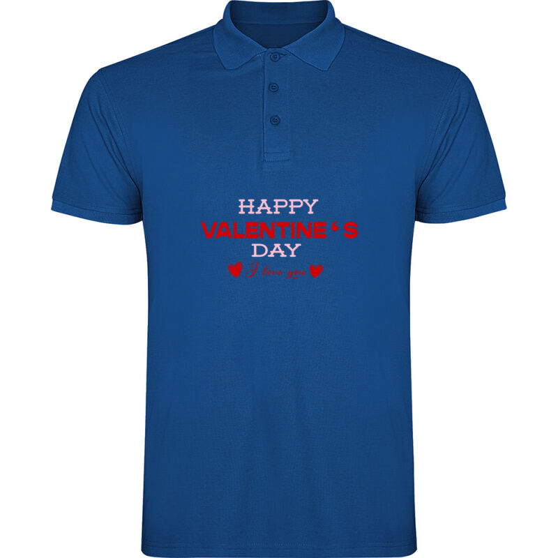 Tricou polo Happy Valentines Day (Model 3), Albastru
