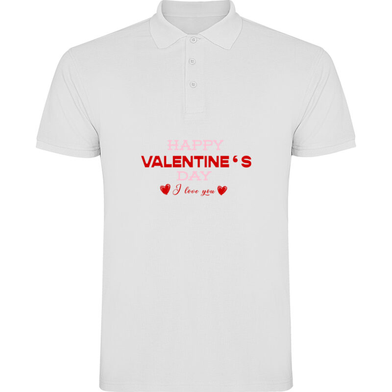 Tricou polo Happy Valentines Day (Model 3), Alb