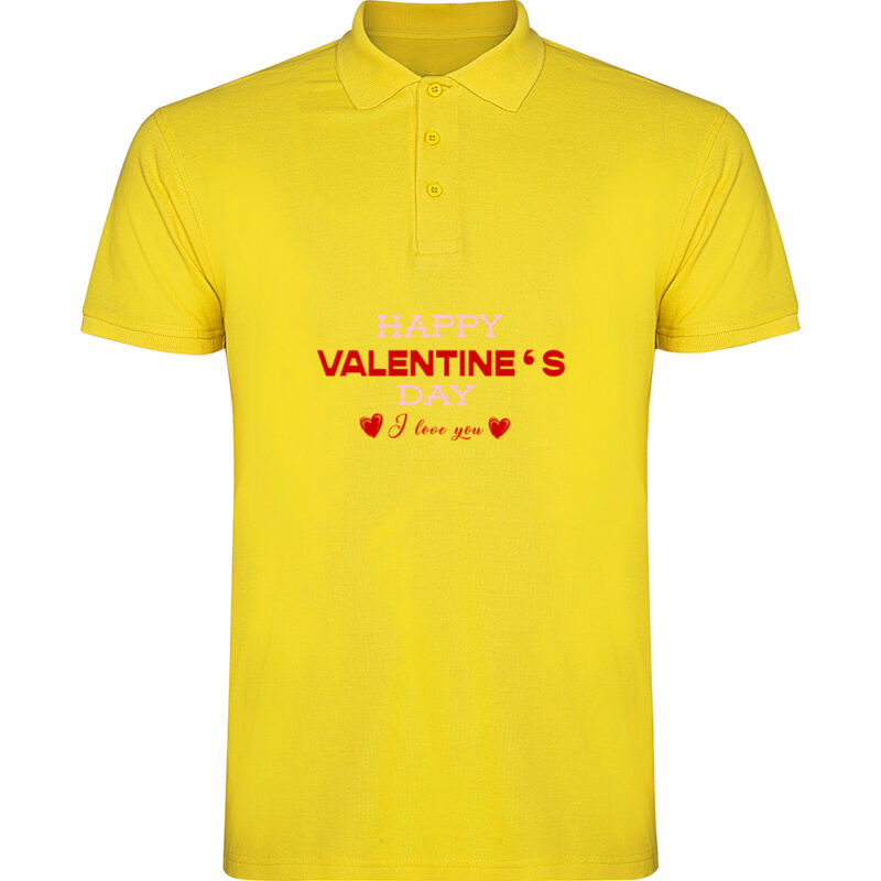Tricou polo Happy Valentines Day (Model 3), Galben