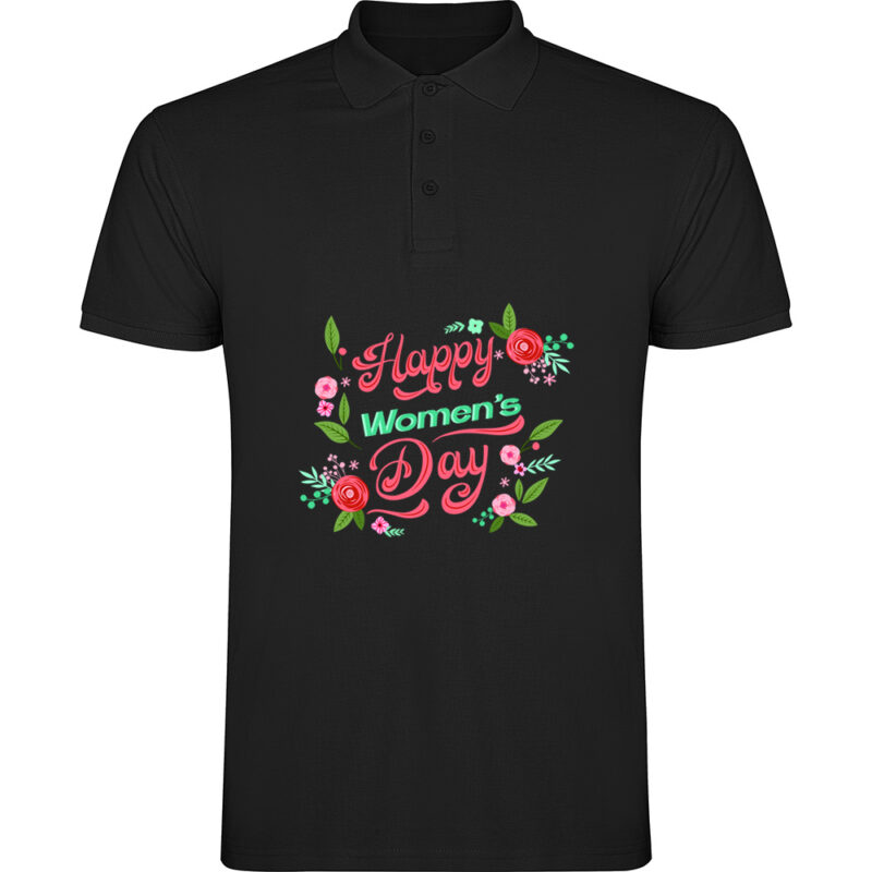 Tricou polo Happy womans day, Negru