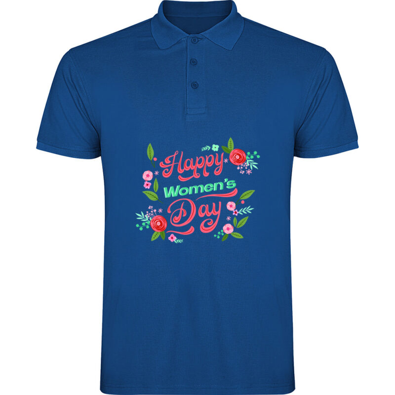 Tricou polo Happy womans day, Albastru