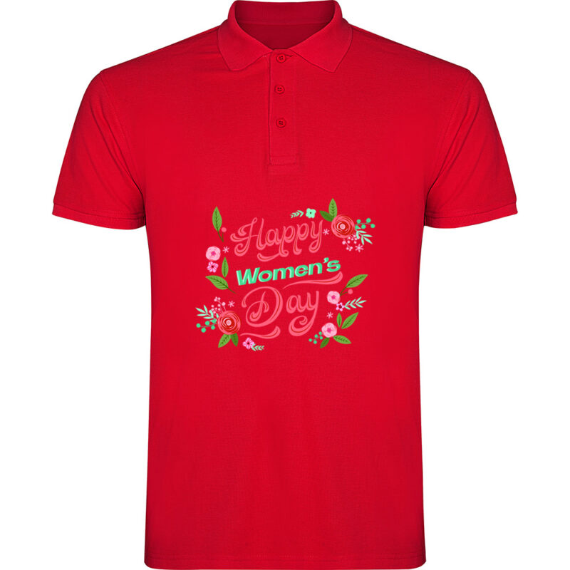 Tricou polo Happy womans day, Roșu