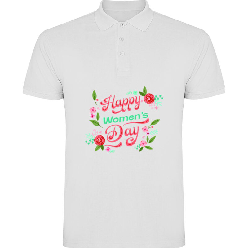 Tricou polo Happy womans day, Alb