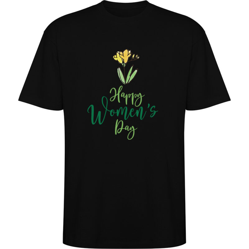 Tricou oversize Happy Womens Day (model 2), Negru