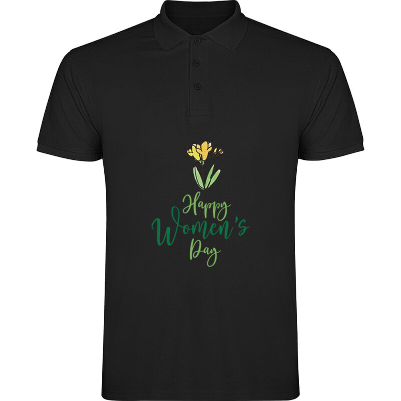 Tricou polo Happy Womens Day (model 2), Negru