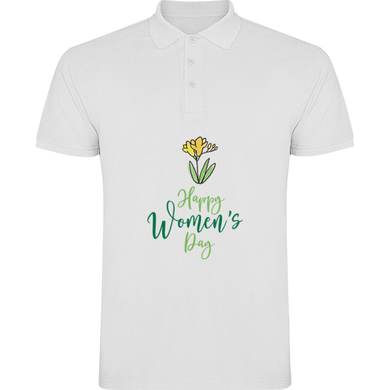 Tricou polo Happy Womens Day (model 2), Alb
