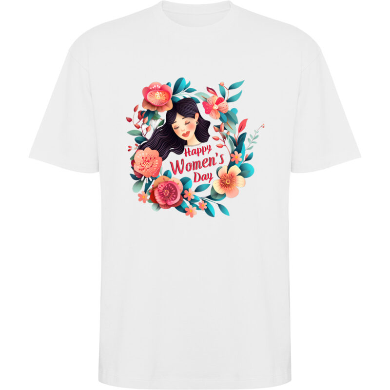 Tricou oversize Happy Womens Day (model 3), Alb