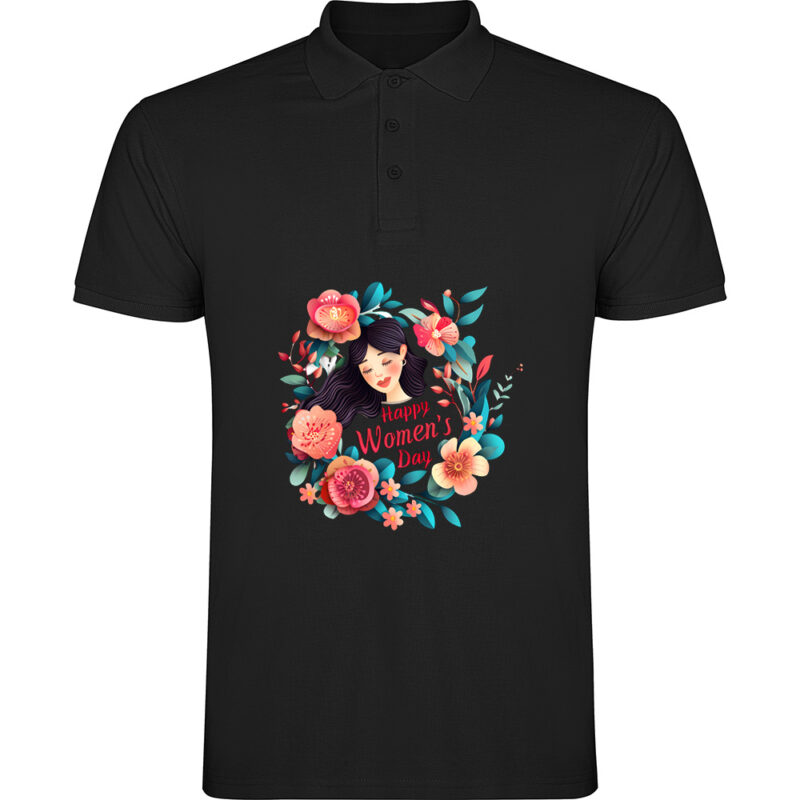 Tricou polo Happy Womens Day (model 3), Negru