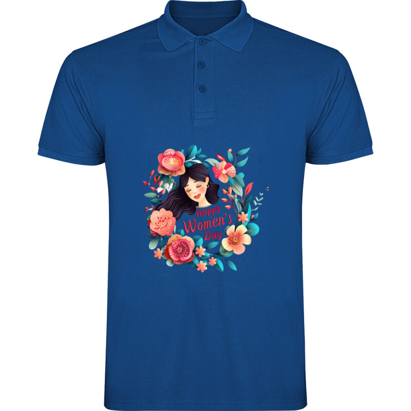Tricou polo Happy Womens Day (model 3), Albastru