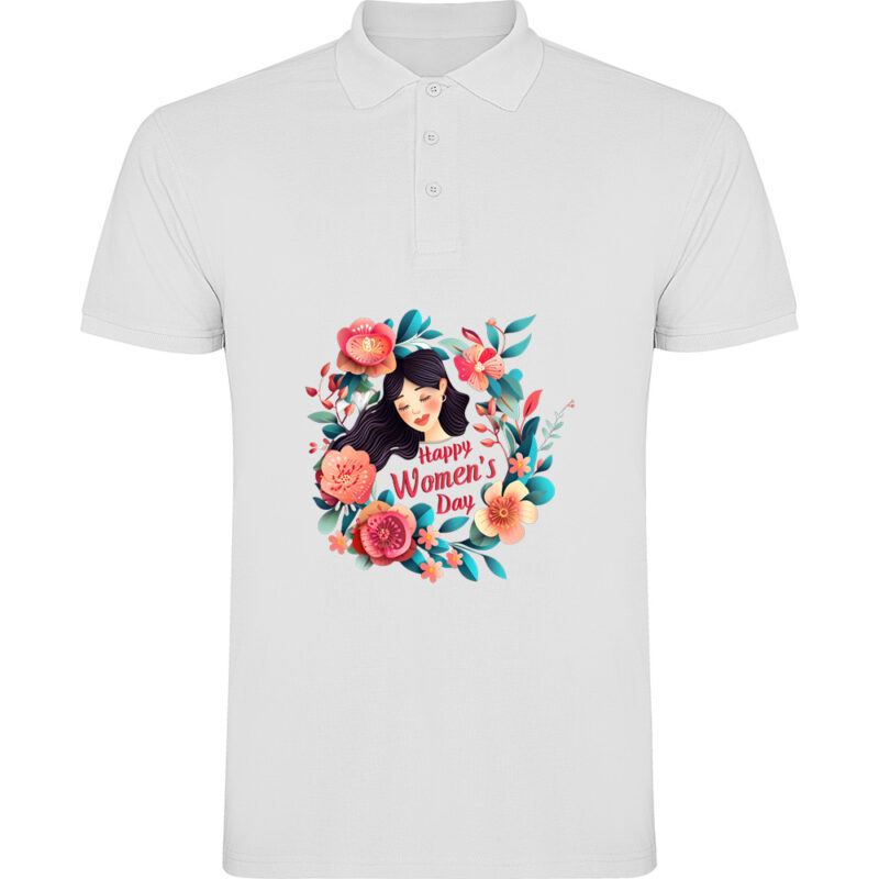 Tricou polo Happy Womens Day (model 3), Alb