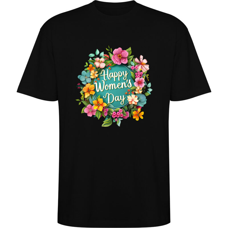 Tricou oversize Happy Womens Day (model 4), Negru