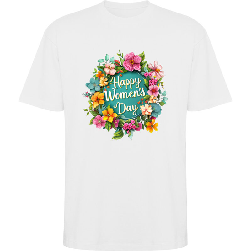 Tricou oversize Happy Womens Day (model 4), Alb