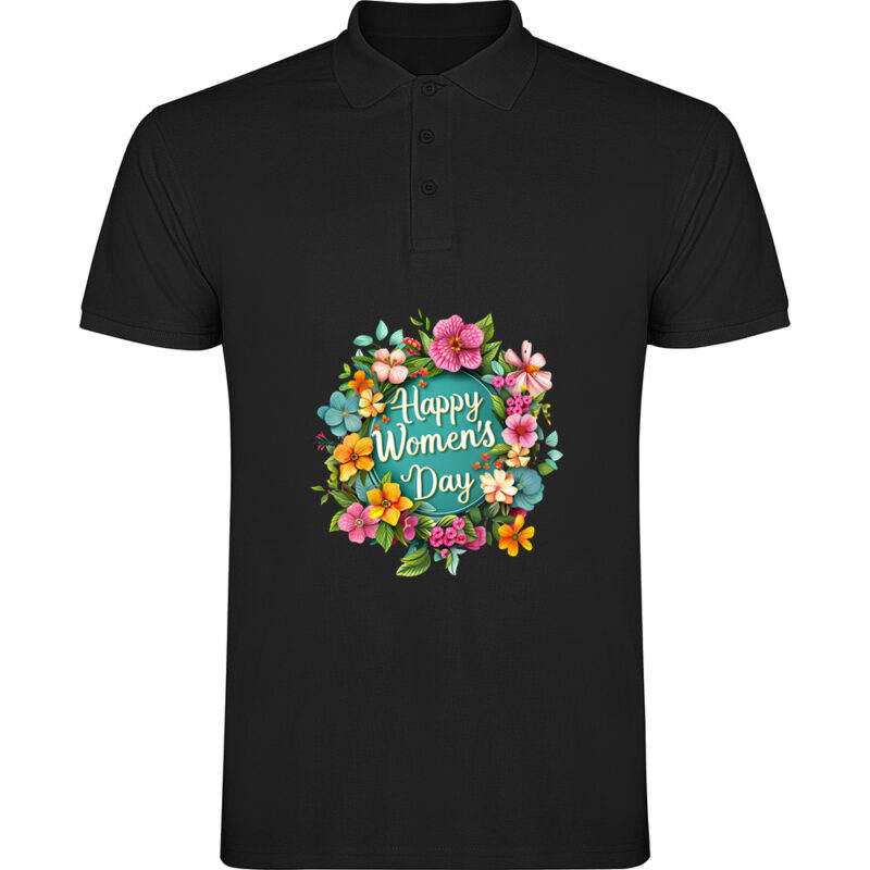 Tricou polo Happy Womens Day (model 4), Negru