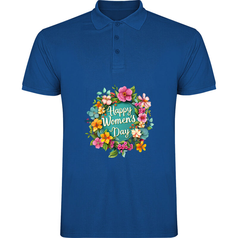 Tricou polo Happy Womens Day (model 4), Albastru