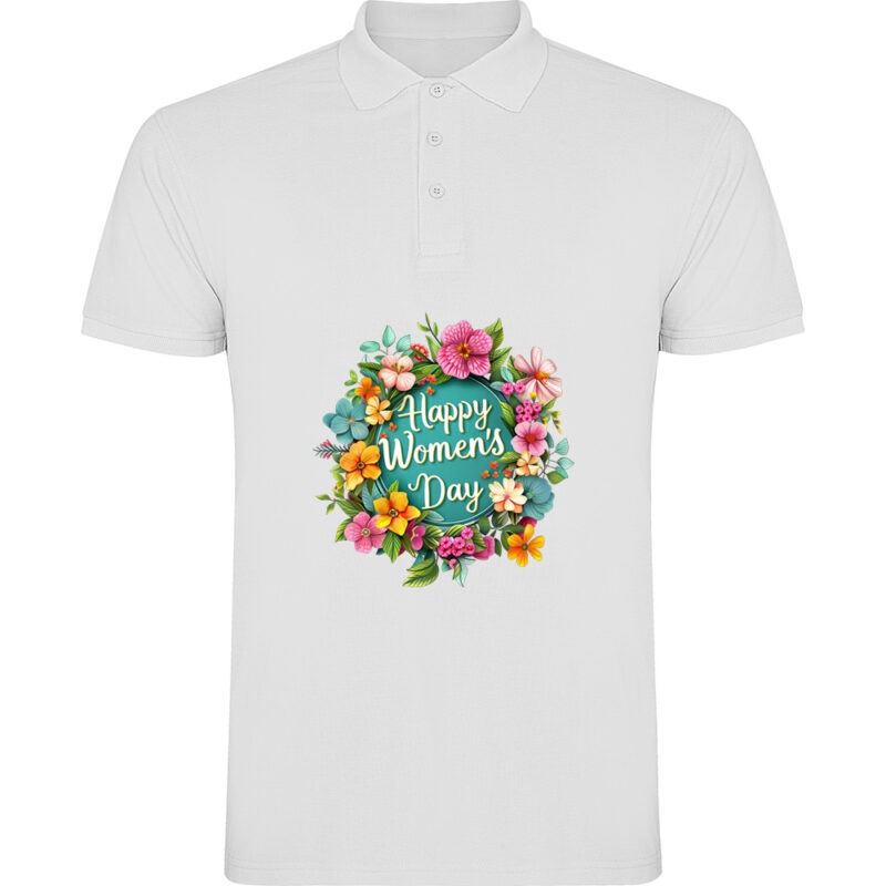 Tricou polo Happy Womens Day (model 4), Alb