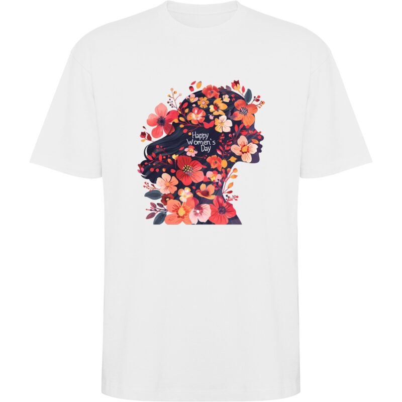 Tricou oversize Happy Womens Day (model 5), Alb