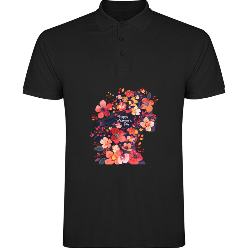 Tricou polo Happy Womens Day (model 5), Negru
