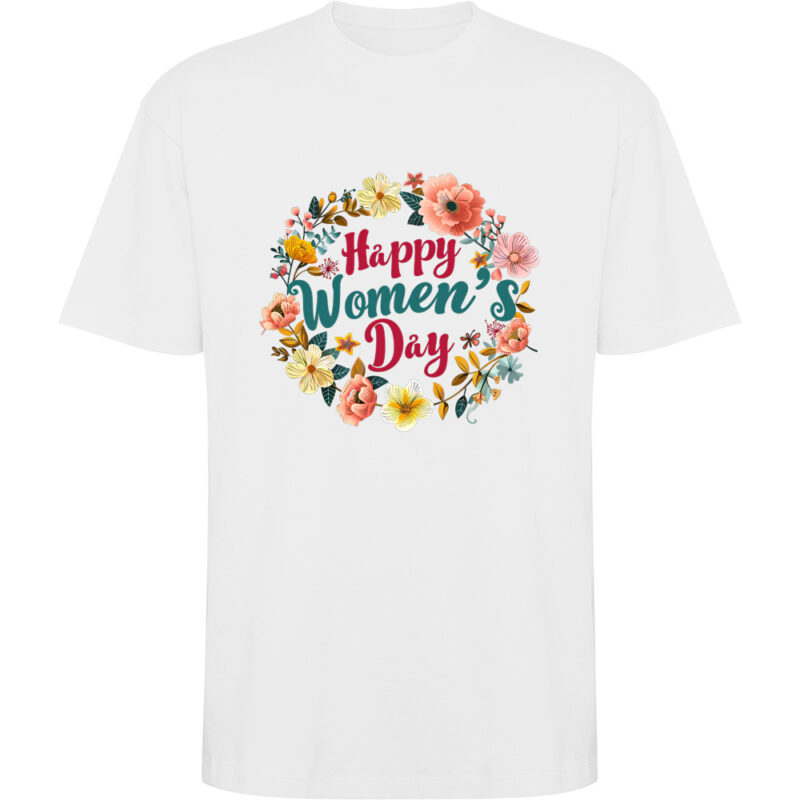 Tricou oversize Happy Womens Day (model 6), Alb