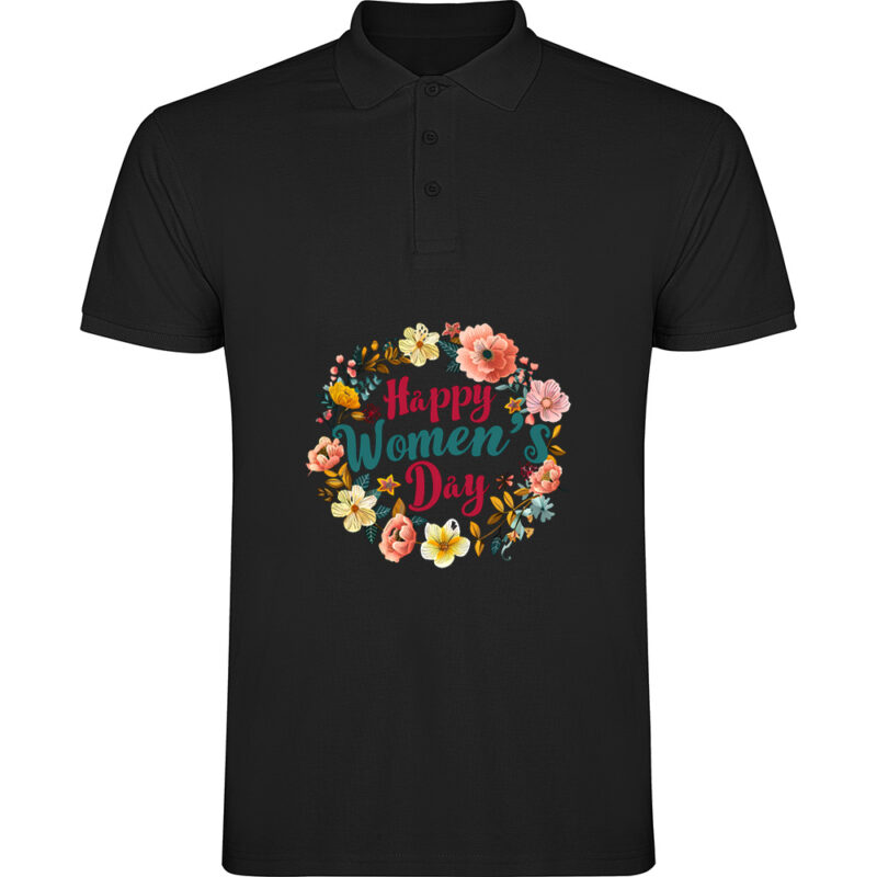 Tricou polo Happy Womens Day (model 6), Negru