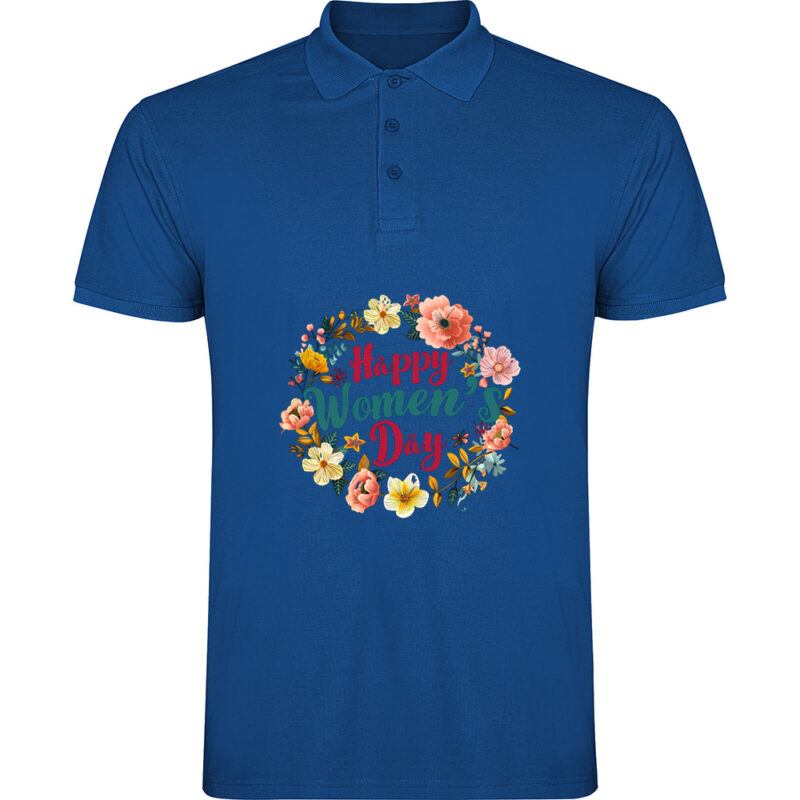 Tricou polo Happy Womens Day (model 6), Albastru