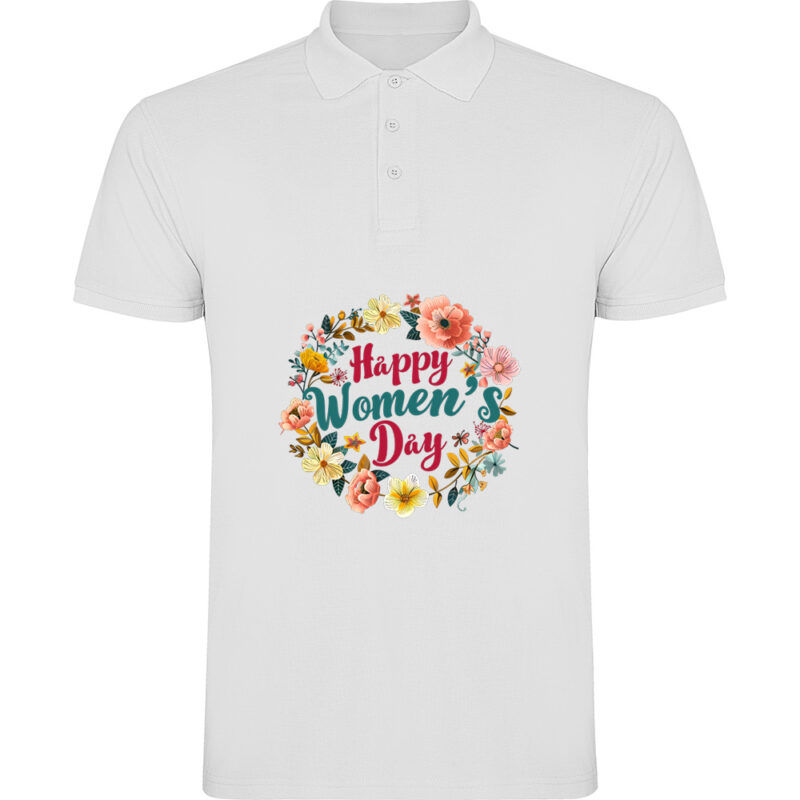 Tricou polo Happy Womens Day (model 6), Alb