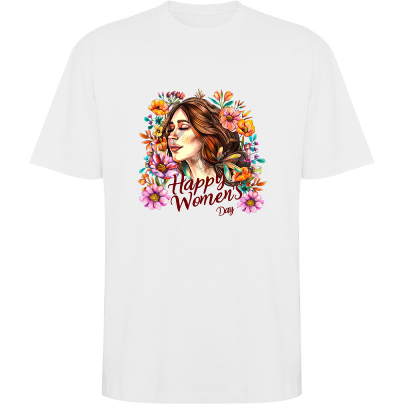 Tricou oversize Happy Womens Day (model 7), Alb