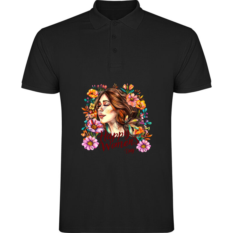 Tricou polo Happy Womens Day (model 7), Negru