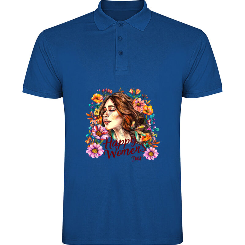 Tricou polo Happy Womens Day (model 7), Albastru