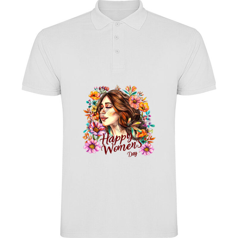 Tricou polo Happy Womens Day (model 7), Alb