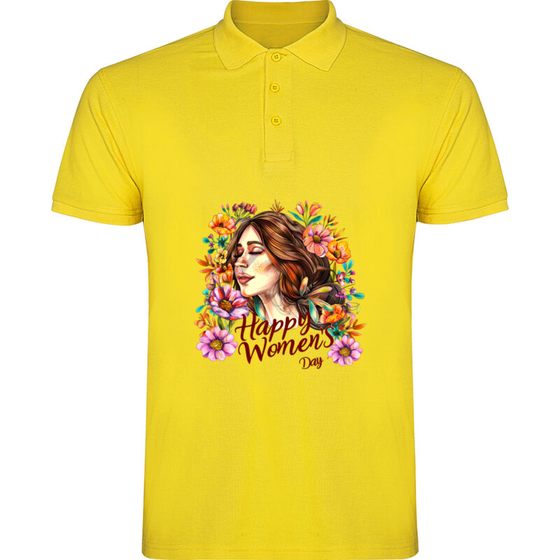 Tricou polo Happy Womens Day (model 7), Galben