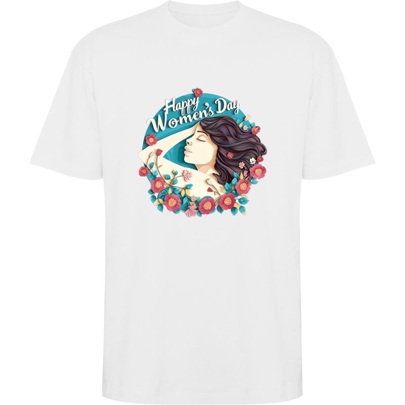 Tricou oversize Happy Womens Day (model 8), Alb