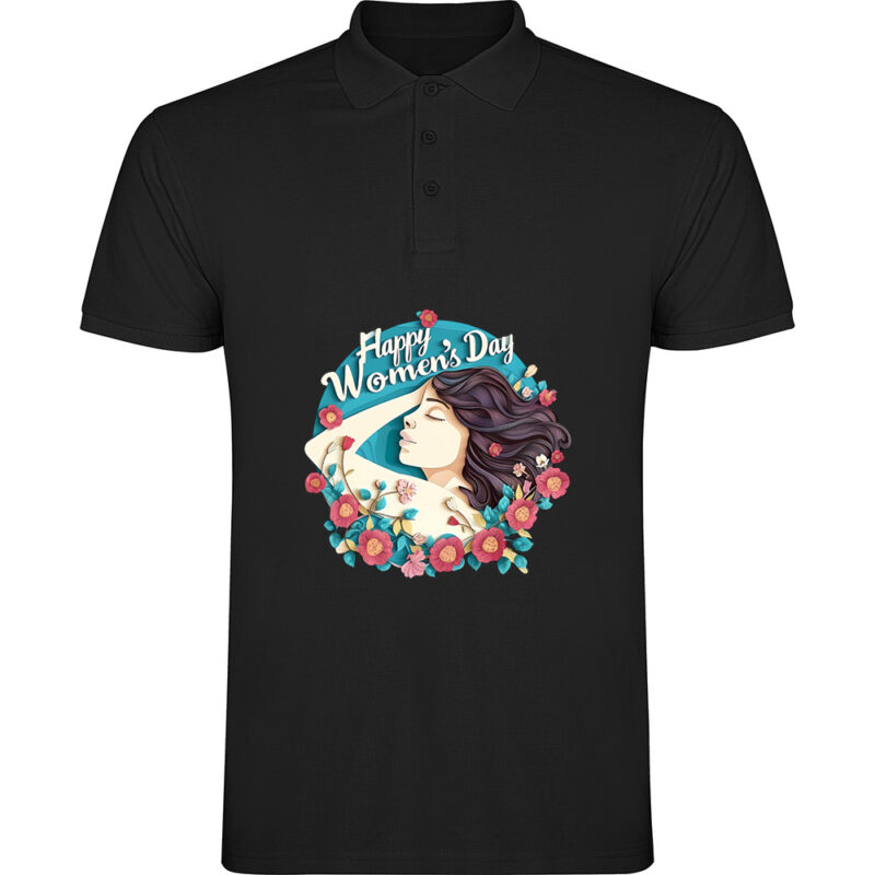 Tricou polo Happy Womens Day (model 8), Negru