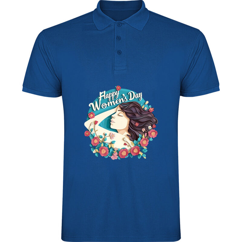 Tricou polo Happy Womens Day (model 8), Albastru