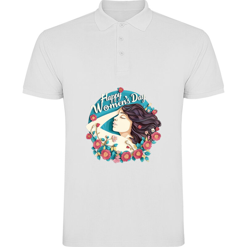 Tricou polo Happy Womens Day (model 8), Alb
