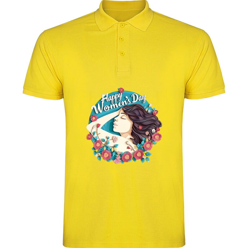 Tricou polo Happy Womens Day (model 8), Galben