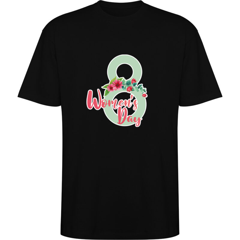 Tricou oversize Happy Womens Day (model 9), Negru