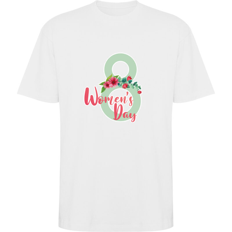 Tricou oversize Happy Womens Day (model 9), Alb