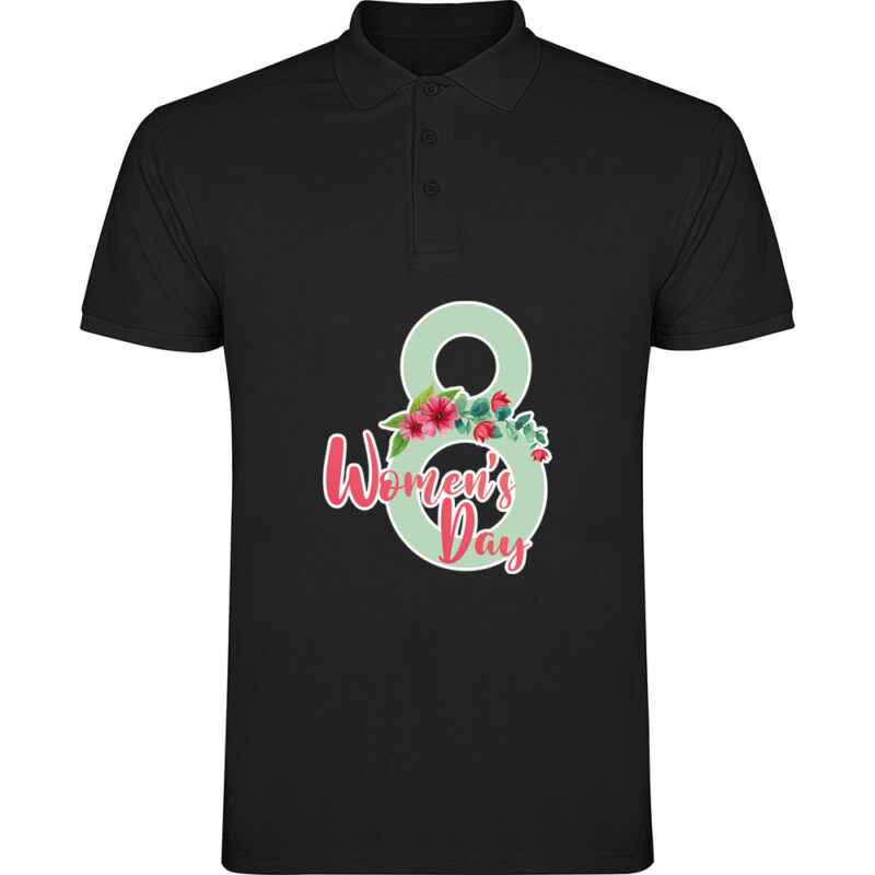 Tricou polo Happy Womens Day (model 9), Negru
