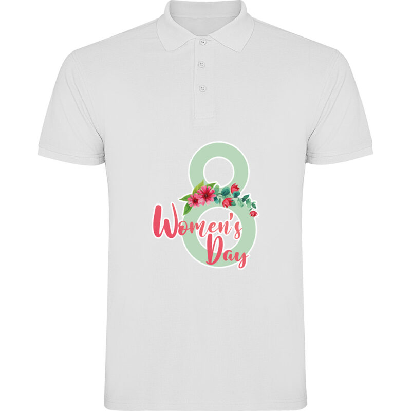 Tricou polo Happy Womens Day (model 9), Alb
