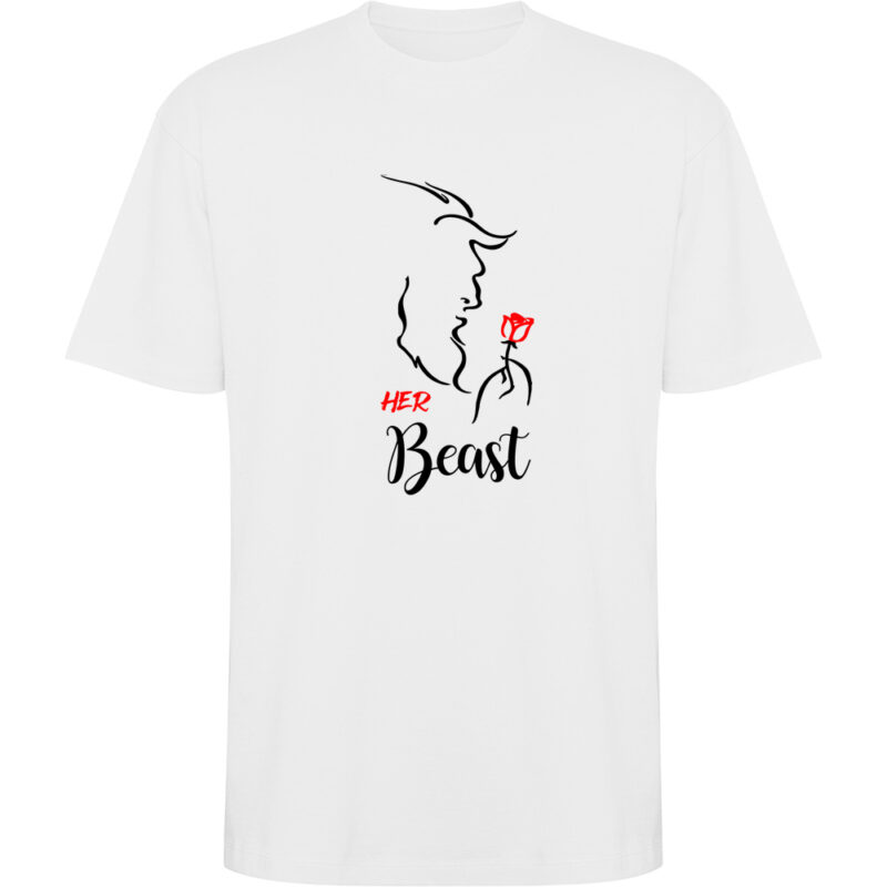 Tricou oversize Her Beast, Alb