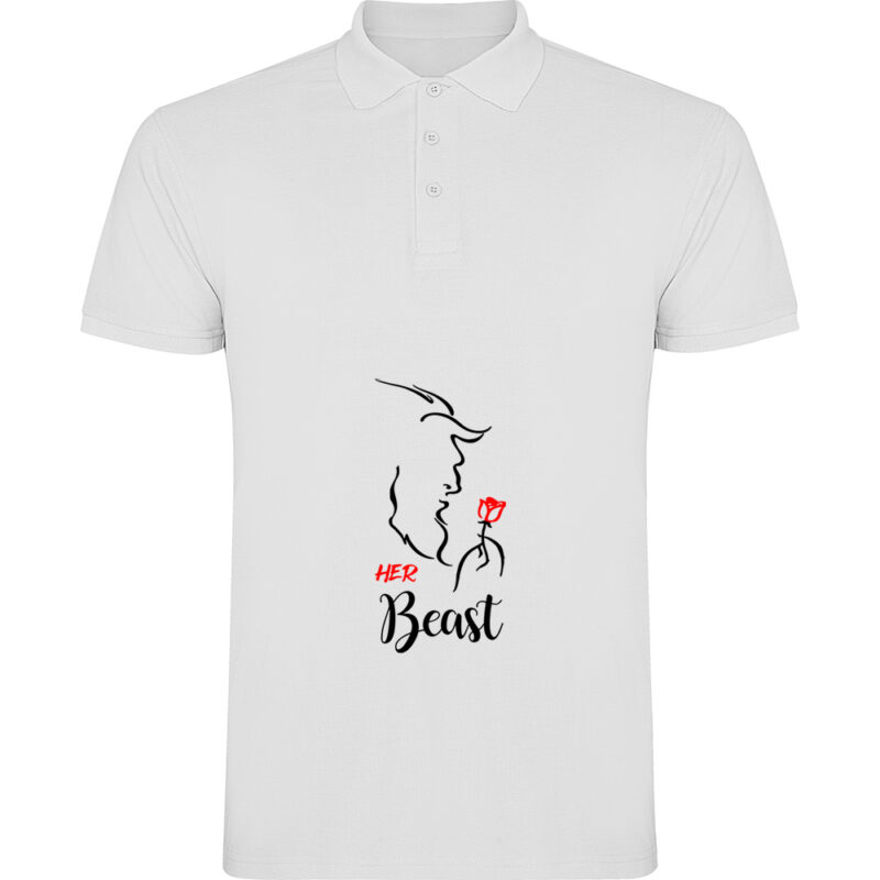 Tricou polo Her Beast, Alb