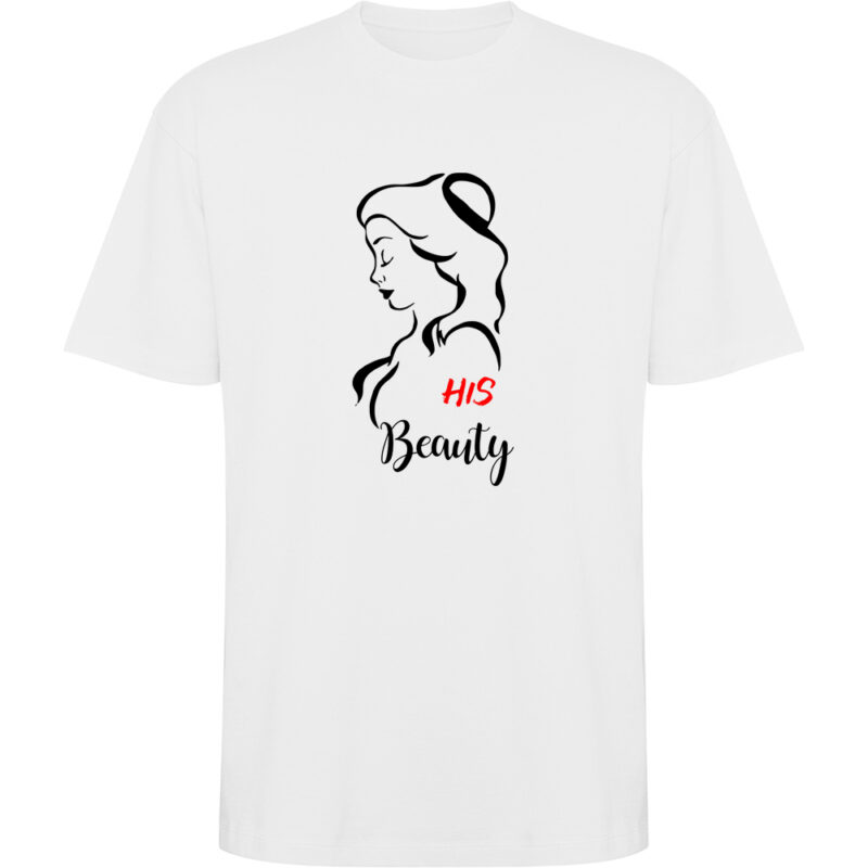 Tricou oversize His Beauty, Alb