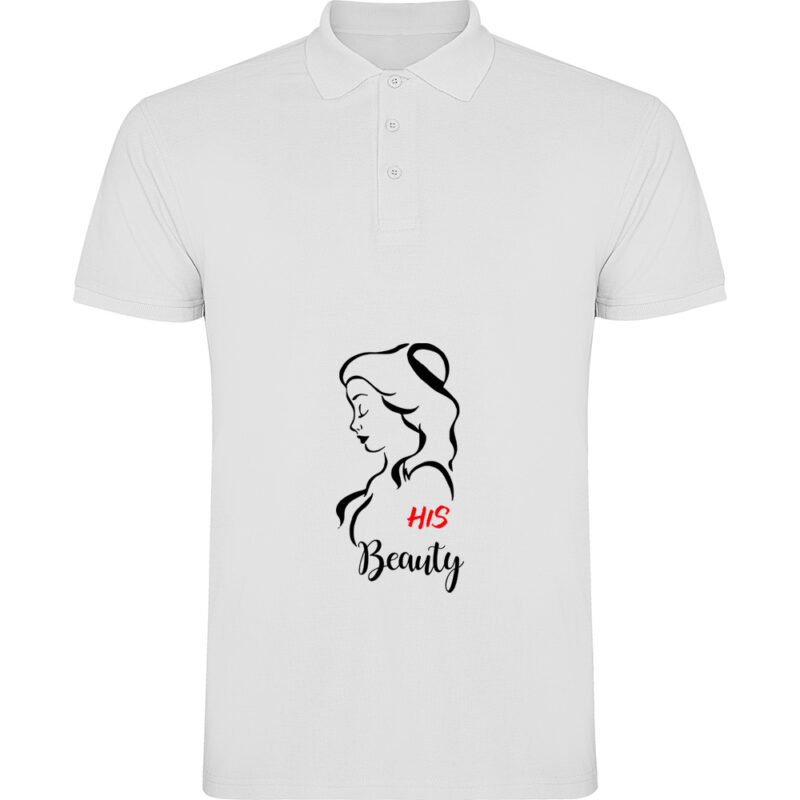 Tricou polo His Beauty, Alb