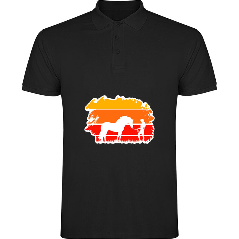 Tricou polo Horse, Negru