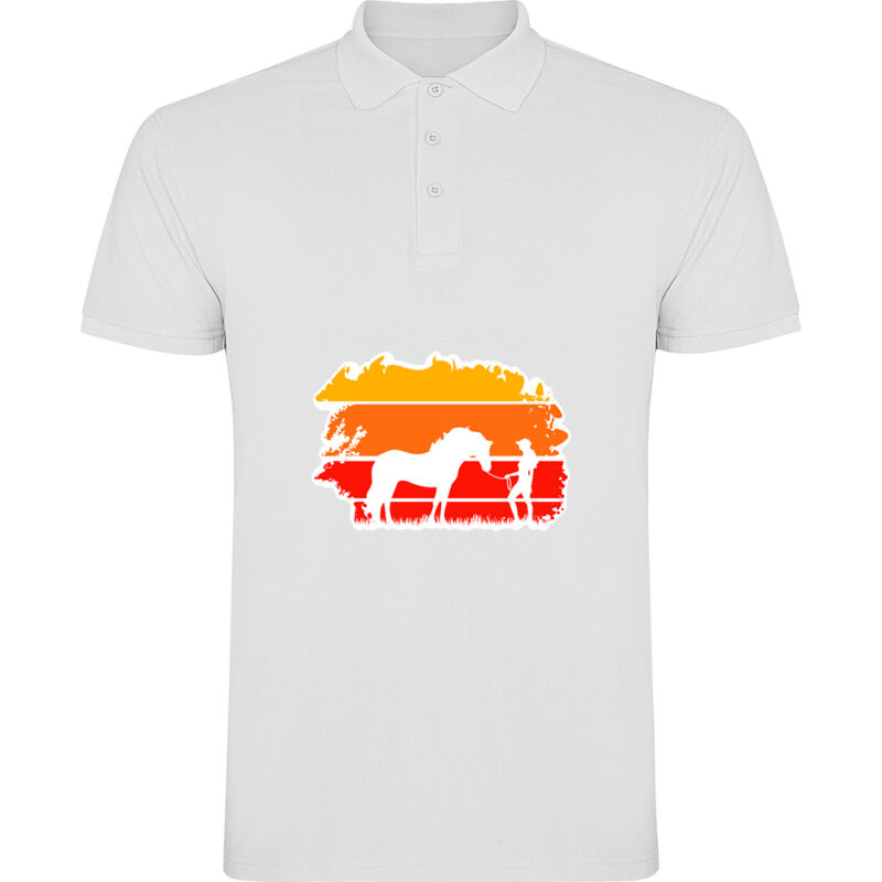 Tricou polo Horse, Alb